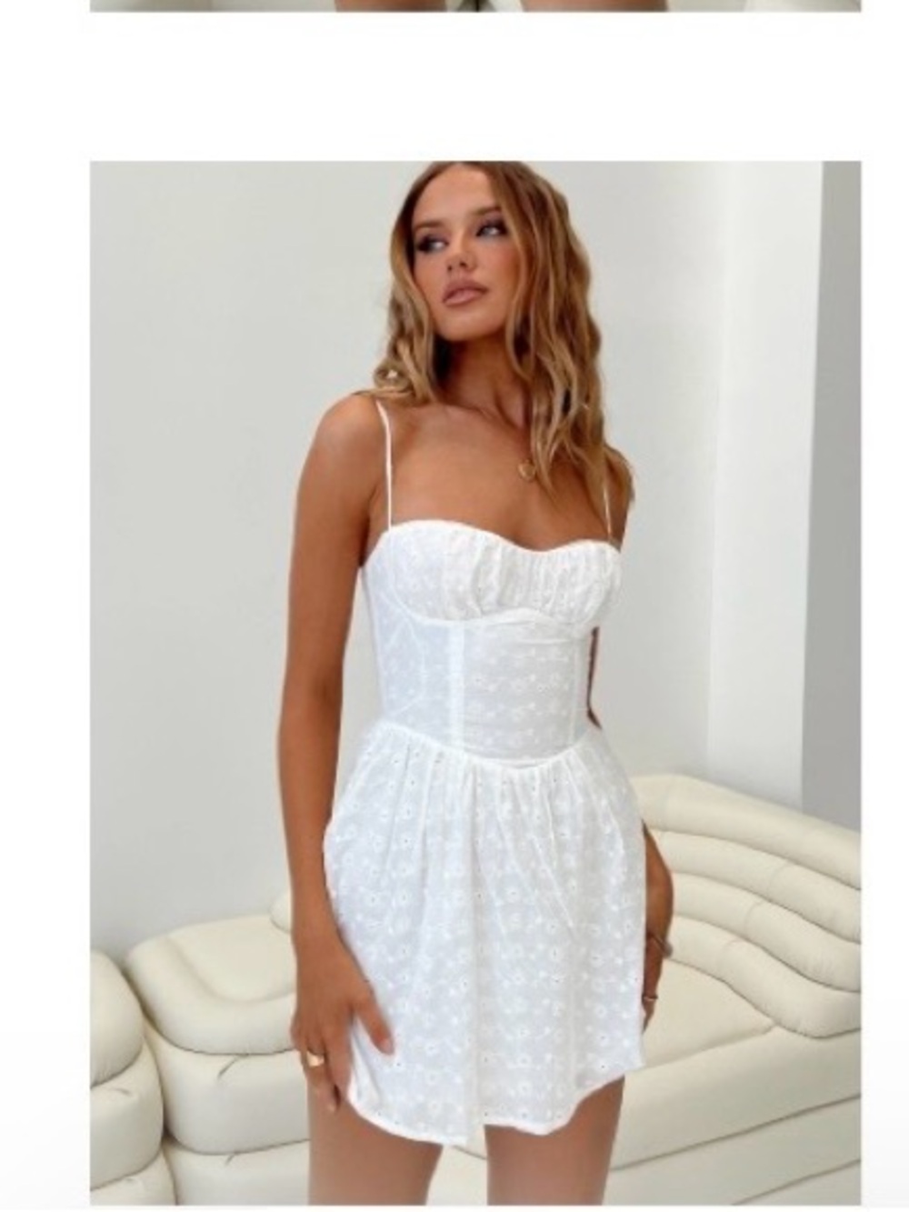 Princess Polly White Eyelet Spaghetti-Strap Sundress